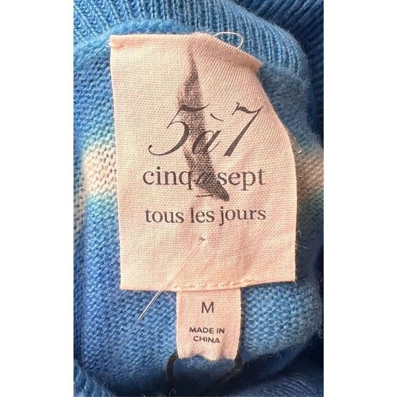 Cinq A Sept  Azure Blue Turtle Neck Kenny Wool Blend Sweater NWT Size Medium - Picture 6 of 8